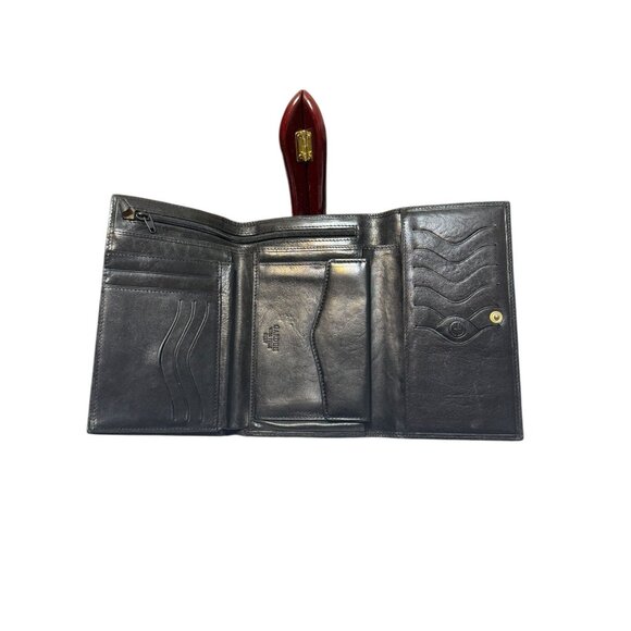 Gardini Black Italian Leather Tri-Fold Wallet - Picture 4 of 11